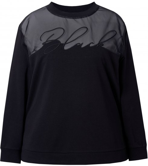Ulla Popken Tulle Panel Sweatshirt Black - Collegetröjor & hoodies - 