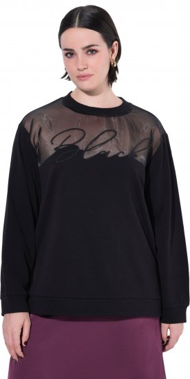 Ulla Popken Tulle Panel Sweatshirt Black - Collegetröjor & hoodies - 