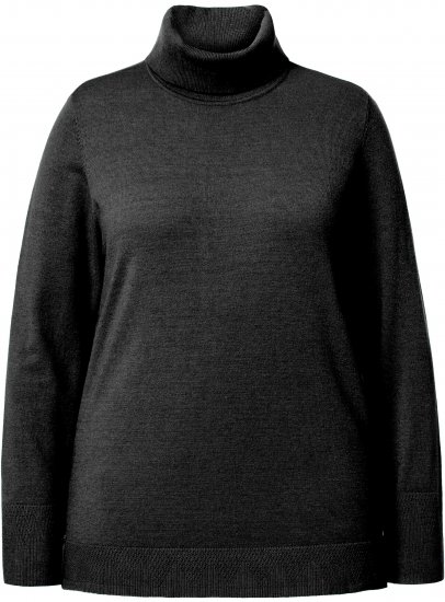 Ulla Popken Turtleneck Ribbed Trim Long Sleeve Sweater Black - Collegetröjor & hoodies - 