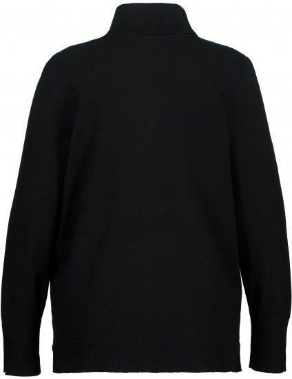 Ulla Popken Turtleneck Ribbed Trim Long Sleeve Sweater Black - Collegetröjor & hoodies - 