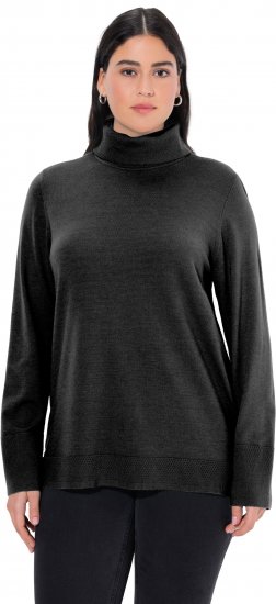 Ulla Popken Turtleneck Ribbed Trim Long Sleeve Sweater Black - Collegetröjor & hoodies - 
