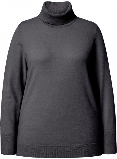 Ulla Popken Turtleneck Ribbed Trim Long Sleeve Sweater Charcoal Grey Melange - Collegetröjor & hoodies - 
