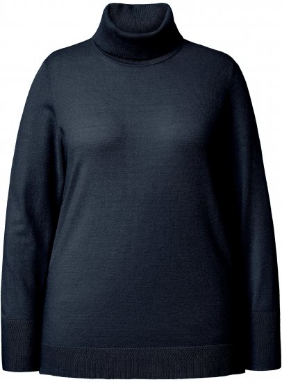 Ulla Popken Turtleneck Ribbed Trim Long Sleeve Sweater Navy - Collegetröjor & hoodies - 