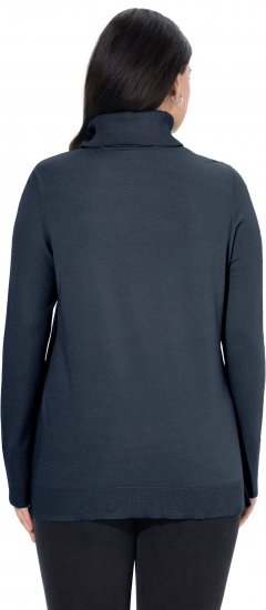 Ulla Popken Turtleneck Ribbed Trim Long Sleeve Sweater Navy - Collegetröjor & hoodies - 
