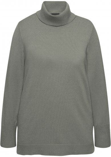 Ulla Popken Turtleneck Ribbed Trim Long Sleeve Sweater Grey - Collegetröjor & hoodies - 