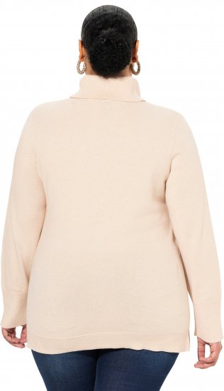 Ulla Popken Turtleneck Ribbed Trim Long Sleeve Sweater Nature Melange - Collegetröjor & hoodies - 