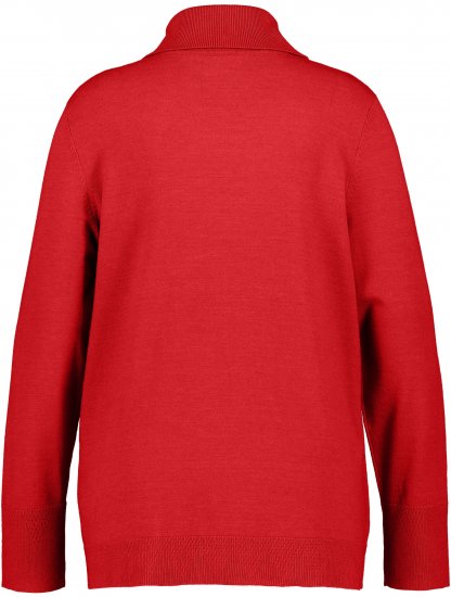 Ulla Popken Turtleneck Ribbed Trim Long Sleeve Sweater Salsa Red - Collegetröjor & hoodies - 