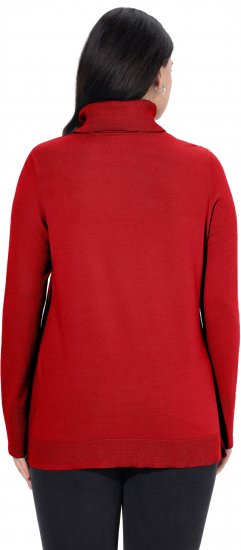 Ulla Popken Turtleneck Ribbed Trim Long Sleeve Sweater Salsa Red - Collegetröjor & hoodies - 