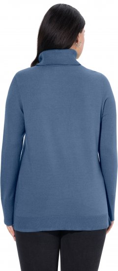 Ulla Popken Turtleneck Ribbed Trim Long Sleeve Sweater Atlantic Blue - Collegetröjor & hoodies - 