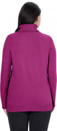 Ulla Popken Turtleneck Ribbed Trim Long Sleeve Sweater Berry - Collegetröjor & hoodies - 