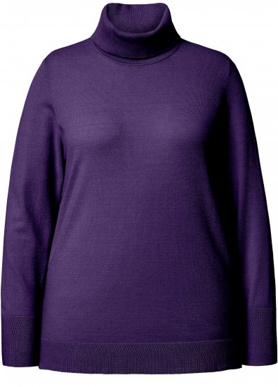 Ulla Popken Turtleneck Ribbed Trim Long Sleeve Sweater Deep Violet - Collegetröjor & hoodies - 