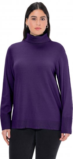 Ulla Popken Turtleneck Ribbed Trim Long Sleeve Sweater Deep Violet - Collegetröjor & hoodies - 