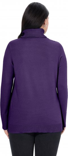 Ulla Popken Turtleneck Ribbed Trim Long Sleeve Sweater Deep Violet - Collegetröjor & hoodies - 