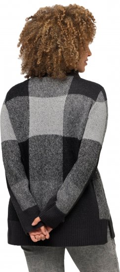 Ulla Popken Grand Check Long Sleeve Sweater Charcoal Grey Melange - Collegetröjor & hoodies - 