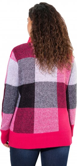 Ulla Popken Grand Check Long Sleeve Sweater Red Pink - Collegetröjor & hoodies - 