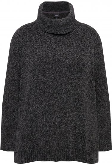 Ulla Popken Soft Textured Chenille Oversized Fit Sweater Graphite Grey - Collegetröjor & hoodies - 