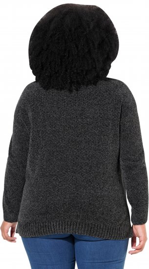 Ulla Popken Soft Textured Chenille Oversized Fit Sweater Graphite Grey - Collegetröjor & hoodies - 