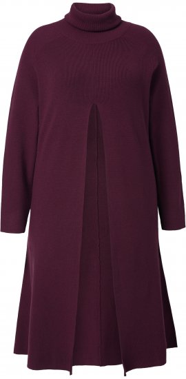 Ulla Popken Long Turtleneck Duster Sweater Plum - Collegetröjor & hoodies - 