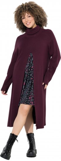 Ulla Popken Long Turtleneck Duster Sweater Plum - Collegetröjor & hoodies - 