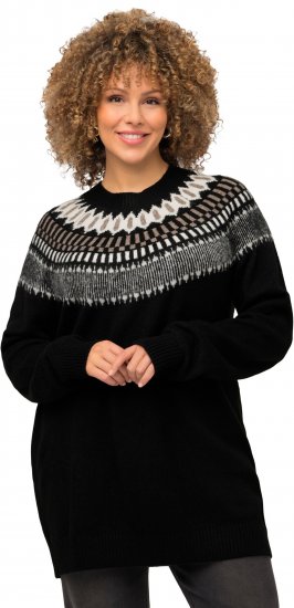 Ulla Popken Norwegian-Inspired Long Sleeve Knit Sweater Black - Ulla Popken - 