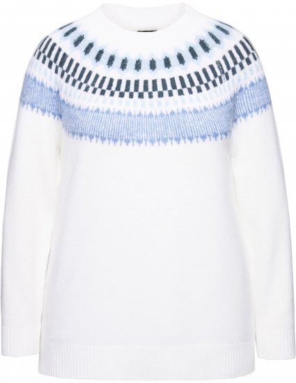 Ulla Popken Norwegian-Inspired Long Sleeve Knit Sweater Snow White - Collegetröjor & hoodies - 