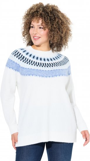 Ulla Popken Norwegian-Inspired Long Sleeve Knit Sweater Snow White - Collegetröjor & hoodies - 