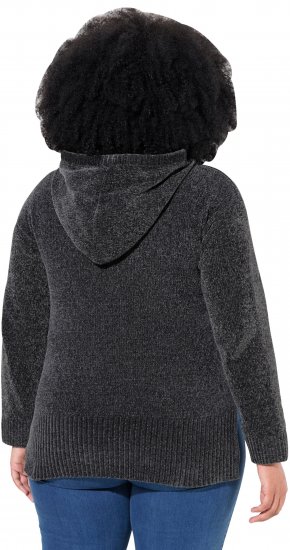Ulla Popken Chenille Knit Hoodie Graphite Grey - Collegetröjor & hoodies - 
