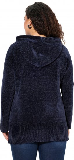 Ulla Popken Chenille Knit Hoodie Navy - Collegetröjor & hoodies - 