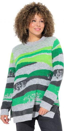 Ulla Popken Landscape Stripe Sweater Moss Green - Collegetröjor & hoodies - 