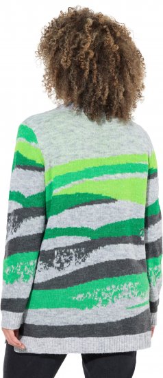 Ulla Popken Landscape Stripe Sweater Moss Green - Collegetröjor & hoodies - 