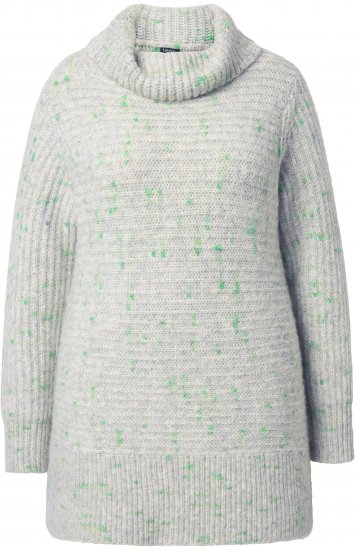 Ulla Popken Space Yarn Oversized Turtleneck Sweater Light Grey Melange - Collegetröjor & hoodies - 