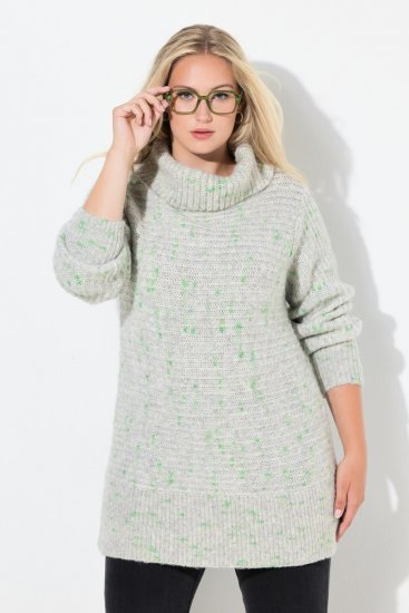 Ulla Popken Space Yarn Oversized Turtleneck Sweater Light Grey Melange - Collegetröjor & hoodies - Mjuka tröjor och hoodies i stora storlekar