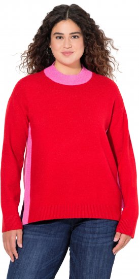Ulla Popken Color Block Long Sleeve Sweater Lychee - Collegetröjor & hoodies - 