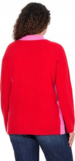 Ulla Popken Color Block Long Sleeve Sweater Lychee - Collegetröjor & hoodies - 