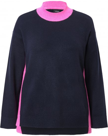Ulla Popken Color Block Long Sleeve Sweater Ink Blue - Collegetröjor & hoodies - 