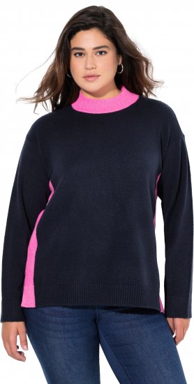 Ulla Popken Color Block Long Sleeve Sweater Ink Blue - Collegetröjor & hoodies - 