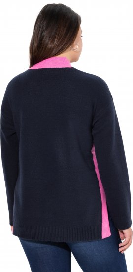 Ulla Popken Color Block Long Sleeve Sweater Ink Blue - Collegetröjor & hoodies - 