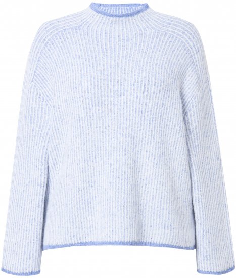 Ulla Popken Striped Wool Blend Turtleneck Sweater Sky Blue - Collegetröjor & hoodies - 