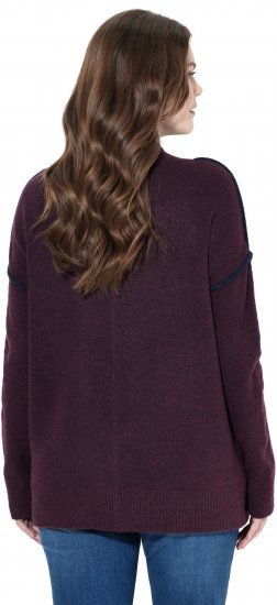 Ulla Popken Contrast Trim Long Sleeve Sweater Dark Ruby - Collegetröjor & hoodies - 