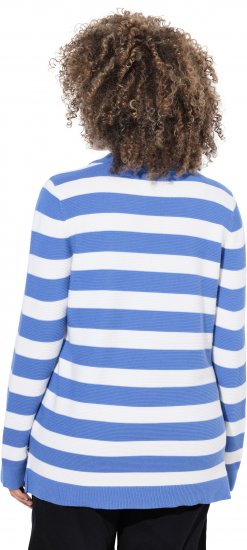 Ulla Popken Striped Polo Collar Long Sleeve Sweater Aegean Blue - Collegetröjor & hoodies - 