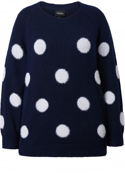 Ulla Popken Fluffy Polka Dot Sweater Ink Blue - Collegetröjor & hoodies - 