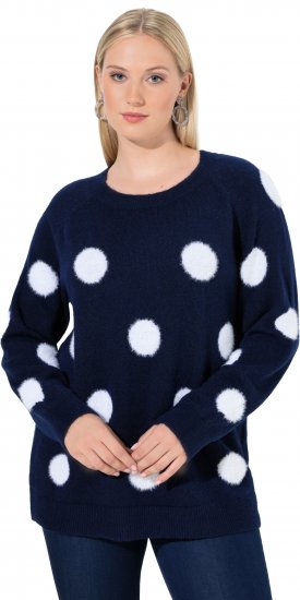 Ulla Popken Fluffy Polka Dot Sweater Ink Blue - Collegetröjor & hoodies - 