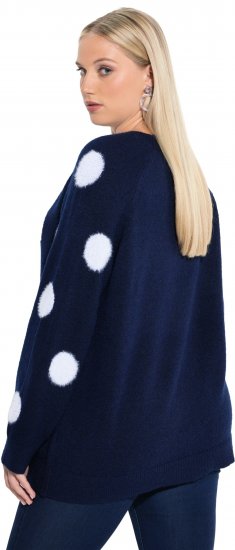 Ulla Popken Fluffy Polka Dot Sweater Ink Blue - Collegetröjor & hoodies - 