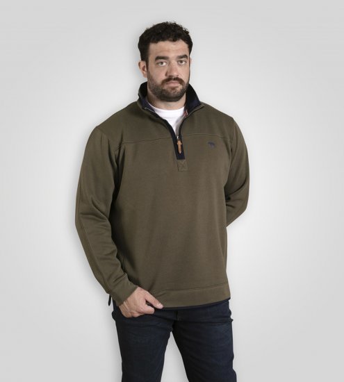 D555 Leicester 2 Quarter Neck Fleece Sweatshirt Khaki - Tröjor & hoodies - Stora hoodies & tröjor - 2XL-14XL