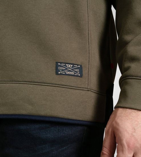 D555 Leicester 2 Quarter Neck Fleece Sweatshirt Khaki - Tröjor & hoodies - Stora hoodies & tröjor - 2XL-14XL