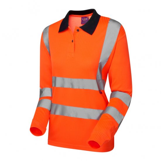 Leo Beaford EcoViz Comfort Women's Sleeved Polo Shirt Orange - Arbetskläder - 