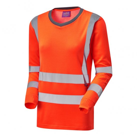 Leo Lydford EcoViz Comfort Women's Sleeved T-Shirt Orange - Arbetskläder - 