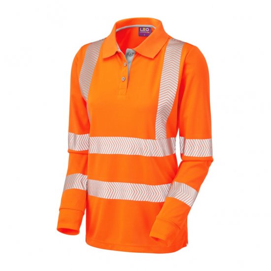Leo Pollyfield EcoViz Performance+ Women's Sleeved Polo Shirt Orange - Arbetskläder - 