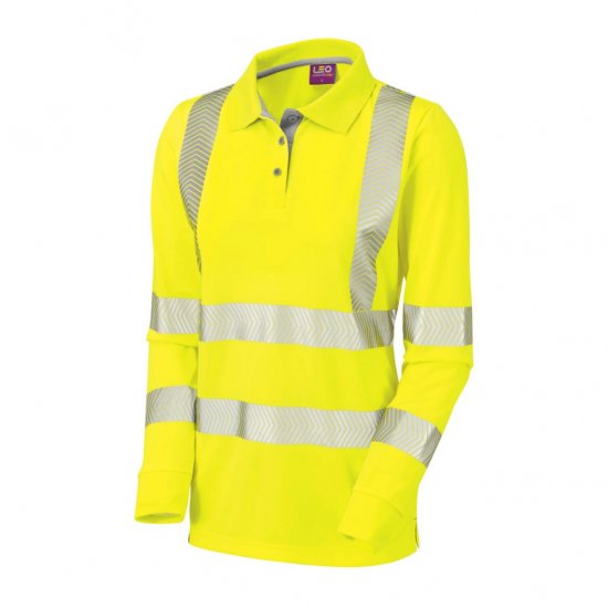 Leo Pollyfield EcoViz Performance+ Women's Sleeved Polo Shirt Yellow - Arbetskläder - 