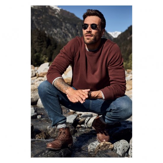 JP1880 Classic Round Neck Long Sleeve Sweater Brick Brown - Tröjor & hoodies - Stora hoodies & tröjor - 2XL-14XL